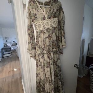 Vintage Gunne Sax Floral Crochet Dress